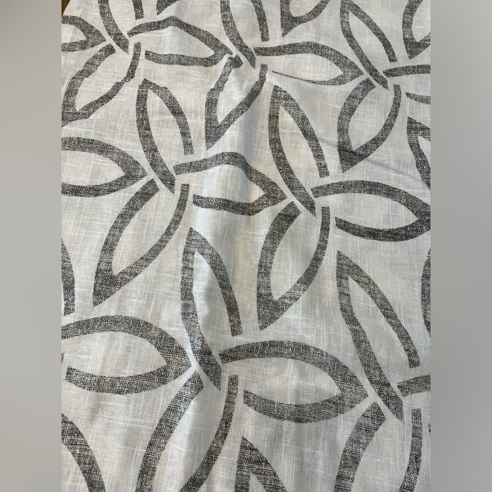 West Elm 108” Linen & Cotton Geometric Floral Print Curtains White Grey 2 Panels - Picture 5 of 5